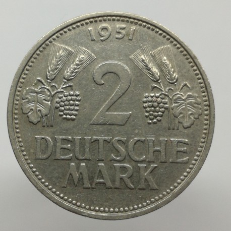 1951 D - 2 mark, Bundesrepublik Deutschland, Nemecko