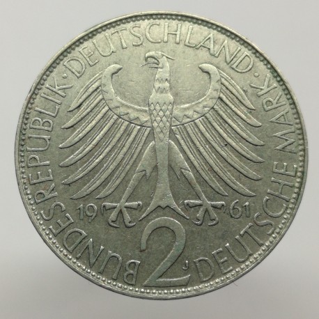 1961 J - 2 mark, M. Planck, Bundesrepublik Deutschland, Nemecko