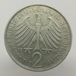 1966 J - 2 mark, M. Planck, Bundesrepublik Deutschland, Nemecko