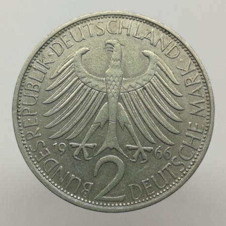 1966 J - 2 mark, M. Planck, Bundesrepublik Deutschland, Nemecko