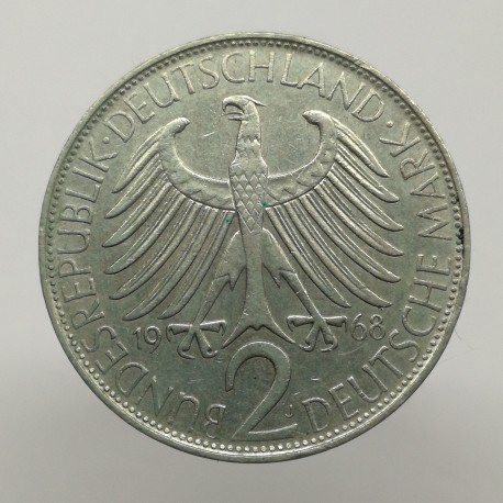 1968 J - 2 mark, M. Planck, Bundesrepublik Deutschland, Nemecko