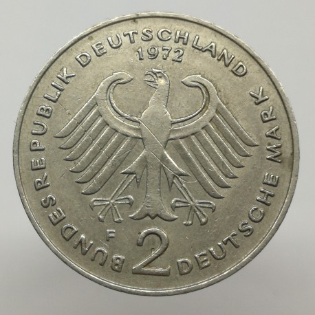 1972 F - 2 mark, T. Heuss, Bundesrepublik Deutschland, Nemecko