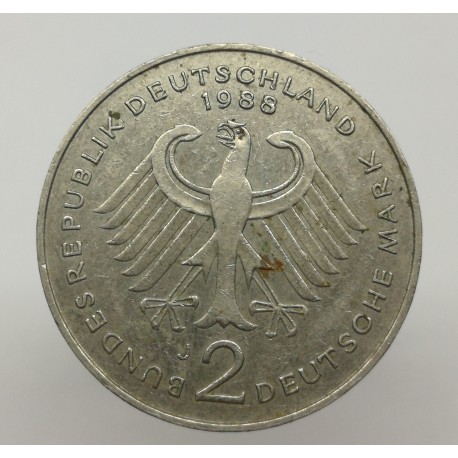 1988 J - 2 mark, L. Erhard, Bundesrepublik Deutschland, Nemecko
