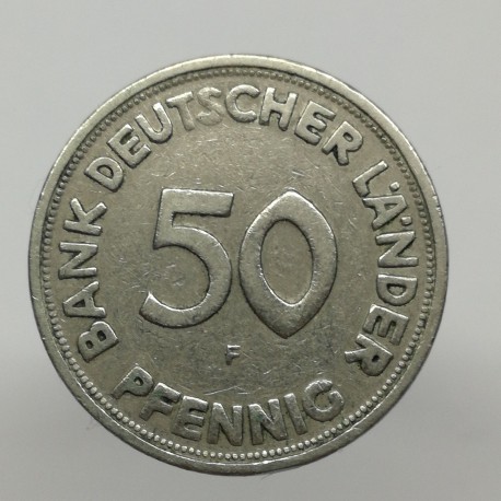 1949 F - 50 pfennig, Bundesrepublik Deutschland, Nemecko