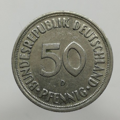 1950 D - 50 pfennig, Bundesrepublik Deutschland, Nemecko