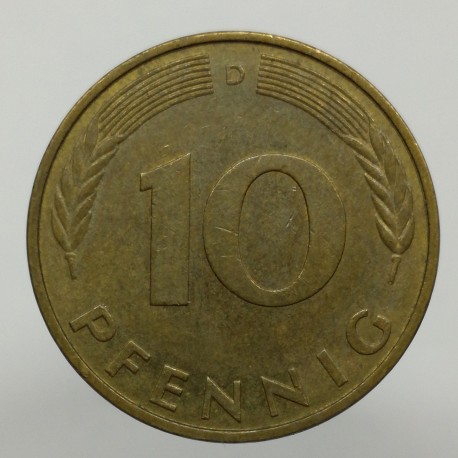 1989 D - 10 pfennig, Bundesrepublik Deutschland, Nemecko