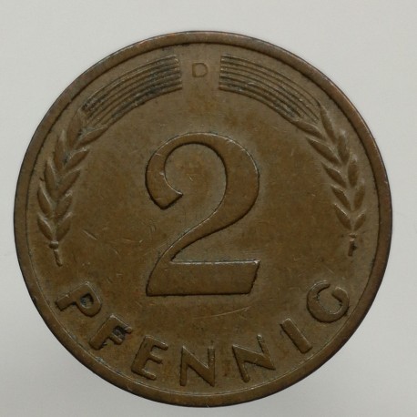 1950 D - 2 pfennig, Bundesrepublik Deutschland, Nemecko
