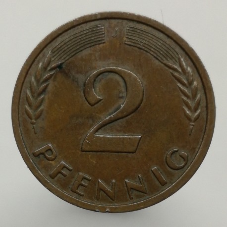 1959 J - 2 pfennig, Bundesrepublik Deutschland, Nemecko