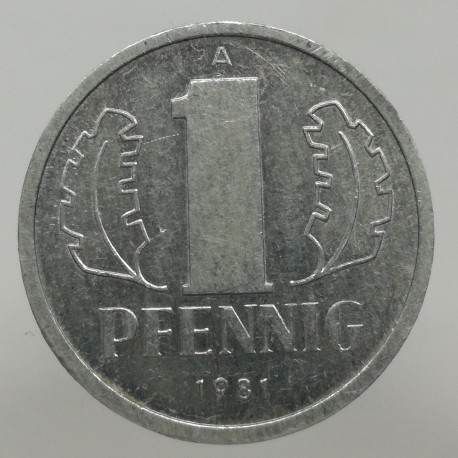 1981 A - 1 pfennig, Deutsche Demokratische Republik, Nemecko