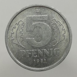 1981 A - 5 pfennig, Deutsche Demokratische Republik, Nemecko