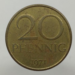 1971 - 20 pfennig, Deutsche Demokratische Republik, Nemecko