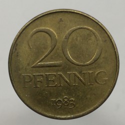 1983 A - 20 pfennig, Deutsche Demokratische Republik, Nemecko