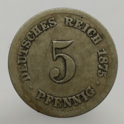 1875 J - 5 pfennig, Deutsches Reich, Nemecko