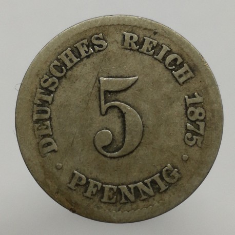 1875 J - 5 pfennig, Deutsches Reich, Nemecko