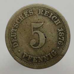 1876 J - 5 pfennig, Deutsches Reich, Nemecko