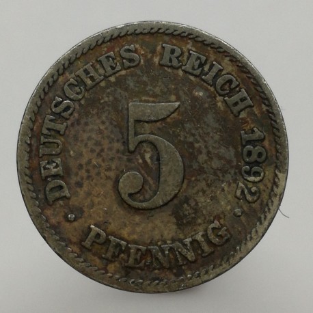 1892 E - 5 pfennig, Deutsches Reich, Nemecko