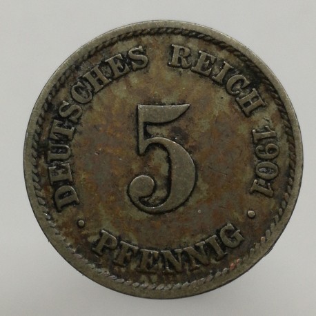 1901 F - 5 pfennig, Deutsches Reich, Nemecko