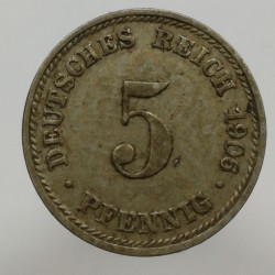 1906 D - 5 pfennig, Deutsches Reich, Nemecko