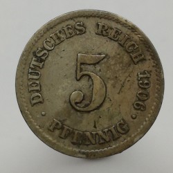 1906 E - 5 pfennig, Deutsches Reich, Nemecko