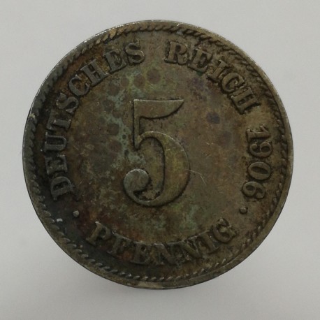 1906 J - 5 pfennig, Deutsches Reich, Nemecko