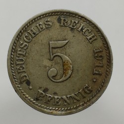 1911 D - 5 pfennig, Deutsches Reich, Nemecko