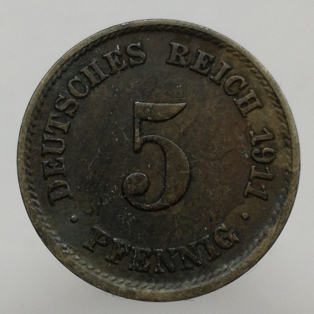 1911 F - 5 pfennig, Deutsches Reich, Nemecko