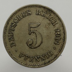 1914 G - 5 pfennig, Deutsches Reich, Nemecko