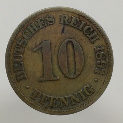 1891 E - 10 pfennig, Deutsches Reich, Nemecko