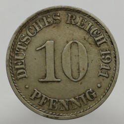 1911 A - 10 pfennig, Deutsches Reich, Nemecko