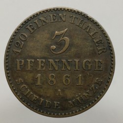 1861 A - 3 pfennige, Anhalt - Bernburg, Nemecko