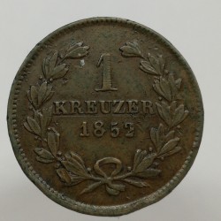 1852 - 1 kreuzer, Leopold I., Baden, Nemecko