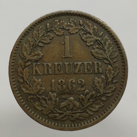 1862 - 1 kreuzer, Friedrich I., Baden, Nemecko