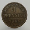 1865 - 1 pfenning, Maximilian II., Bayern, Nemecko