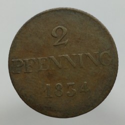 1834 - 2 pfenning, Ludwig I., Bayern, Nemecko