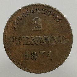 1871 - 2 pfenning, Ludwig II., Bayern, Nemecko