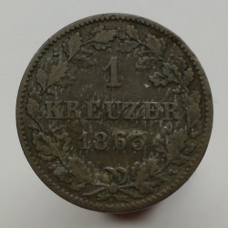 1863 - 1 kreuzer, Maximilian II., Bayern, Nemecko