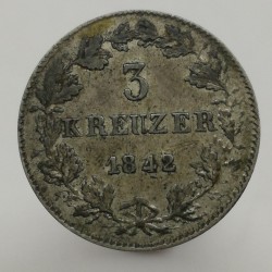 1842 - 3 kreuzer, Frankfurt, Nemecko