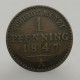 1847 A - 1 pfenning, P. A. Leopold II., Lippe - Detmold, Nemecko