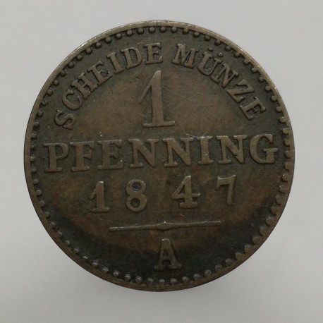 1847 A - 1 pfenning, P. A. Leopold II., Lippe - Detmold, Nemecko