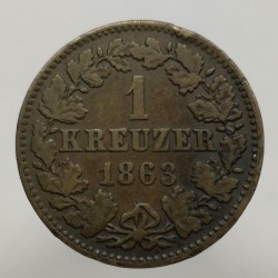 1863 - 1 kreuzer, Adolph, Nassau, Nemecko