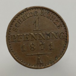 1871 A - 1 pfenninge, Wilhelm I., Prussia, Nemecko