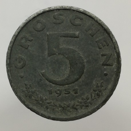 1951 - 5 groschen, Rakúsko