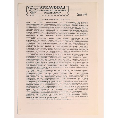 SPRAVODAJ východoslovenských filatelistov číslo 1/95
