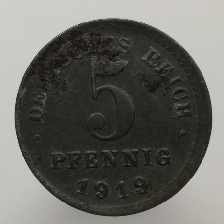 1919 D - 5 pfennig, Deutsches Reich, Nemecko