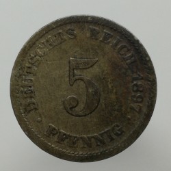 1897 D - 5 pfennig, Deutsches Reich, Nemecko