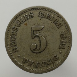 1901 D - 5 pfennig, Deutsches Reich, Nemecko