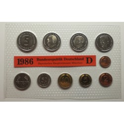 1986 D, F, G, J - 4 x sada mincí BK, Nemecko