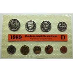 1989 D, F, G, J - 4 x sada mincí BK, Nemecko