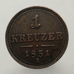 1851 A - 1 kreuzer, František Jozef I. 1848 - 1916