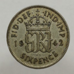 1942 - 6 pence, striebro, George VI., Anglicko